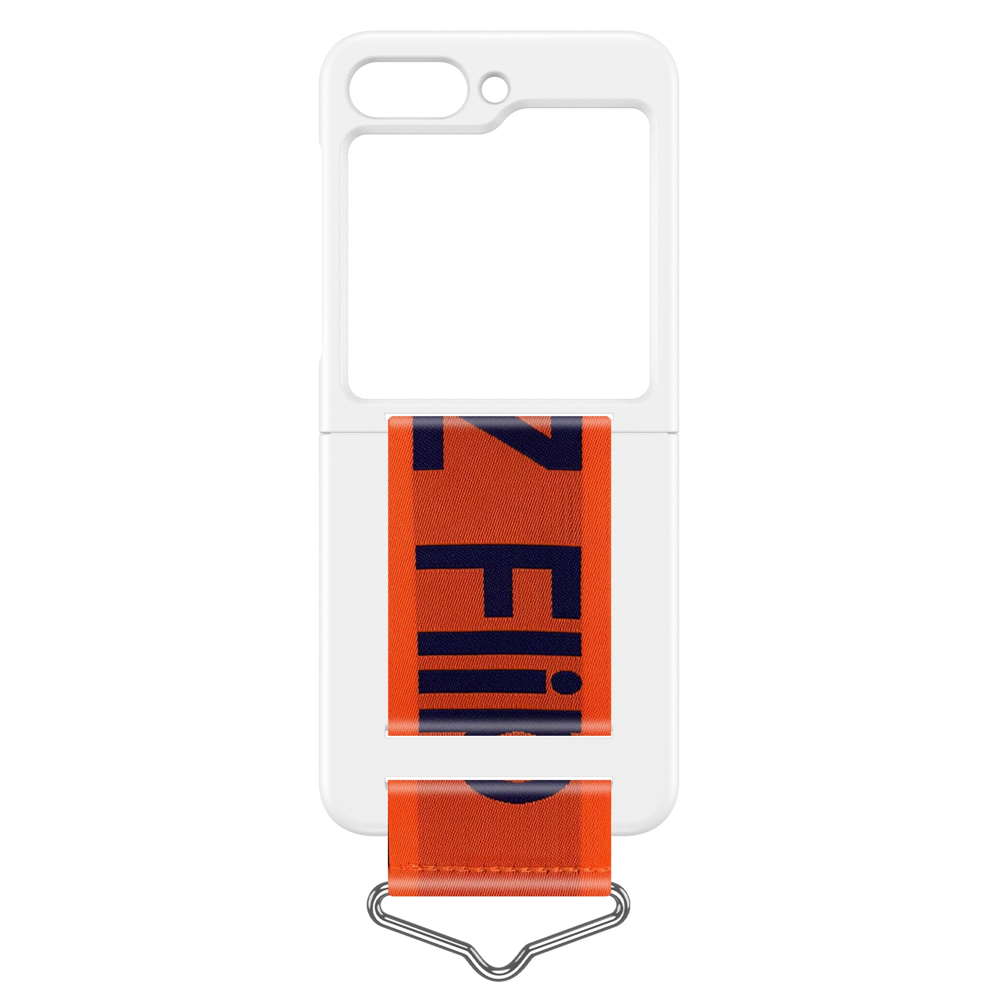 Uniqkart for Samsung Galaxy Z Flip5 5G Hard PC Phone Cover Protective Case with B-Shape Ring Holder - White+Orange Uniqkart for Samsung Galaxy Z Flip5 5G Hard PC Phone Cover Protective Case with B-Shape Ring Holder - White+Orange